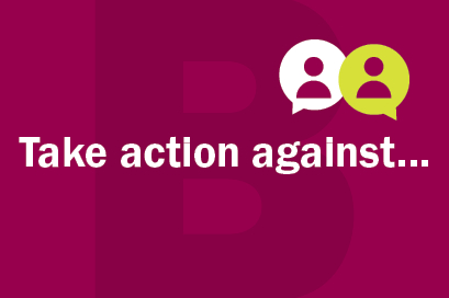 picture that reads take action against